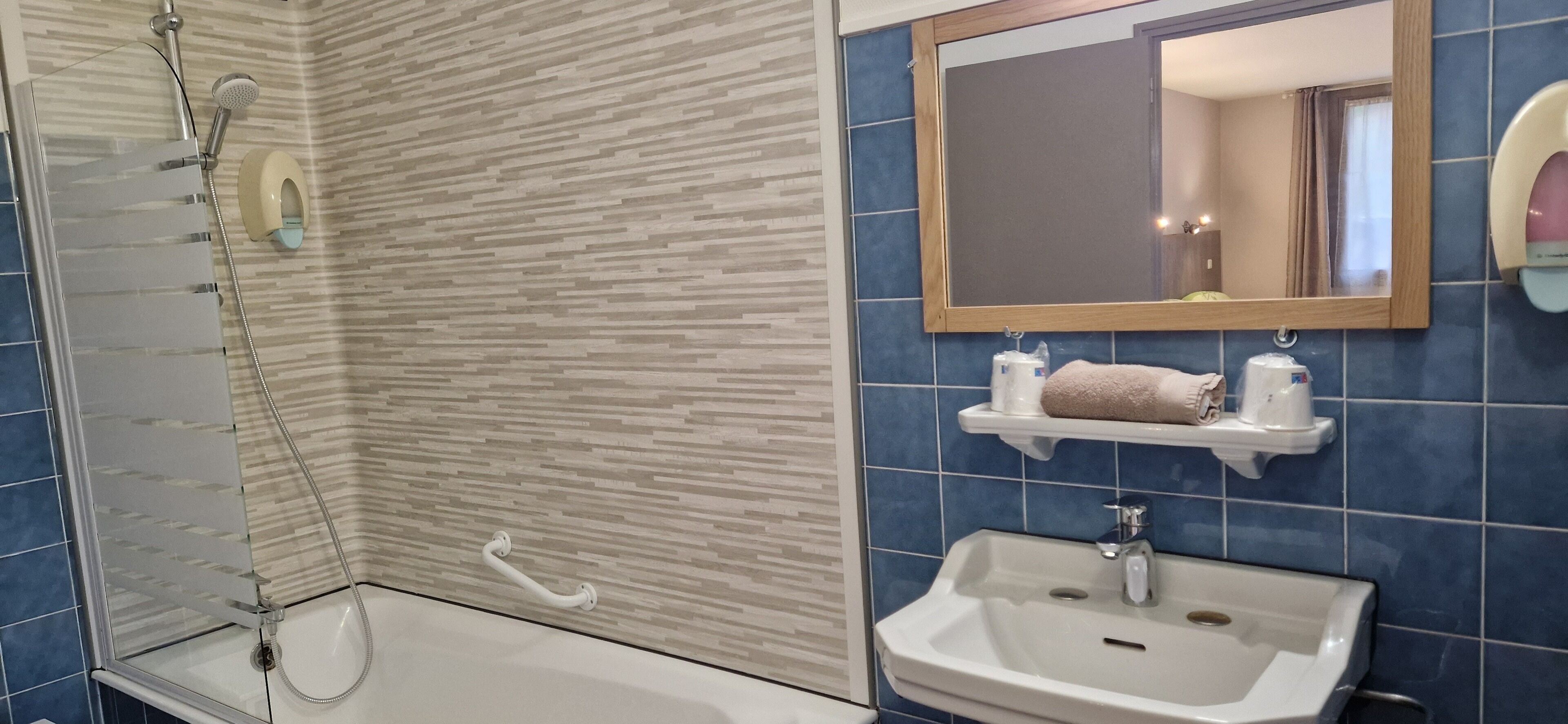 family room | bathroom | hair dryer, towels