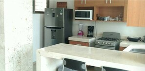 Luxury Villa, 2 Bedrooms, Accessible, Kitchen | Private kitchen | Full-sized fridge, microwave, oven, stovetop - Villa Loraine (Mérida)