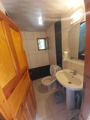 Shower, free toiletries, towels