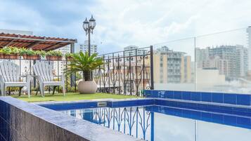 Outdoor pool, sun loungers