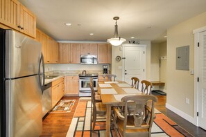 Fridge, microwave, stovetop, dishwasher - Steps to Ski Lifts: Base Camp One Resort Condo (Granby)