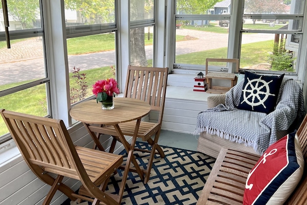 Small screened in porch with light switch for Edison Lights