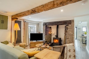 TV, fireplace