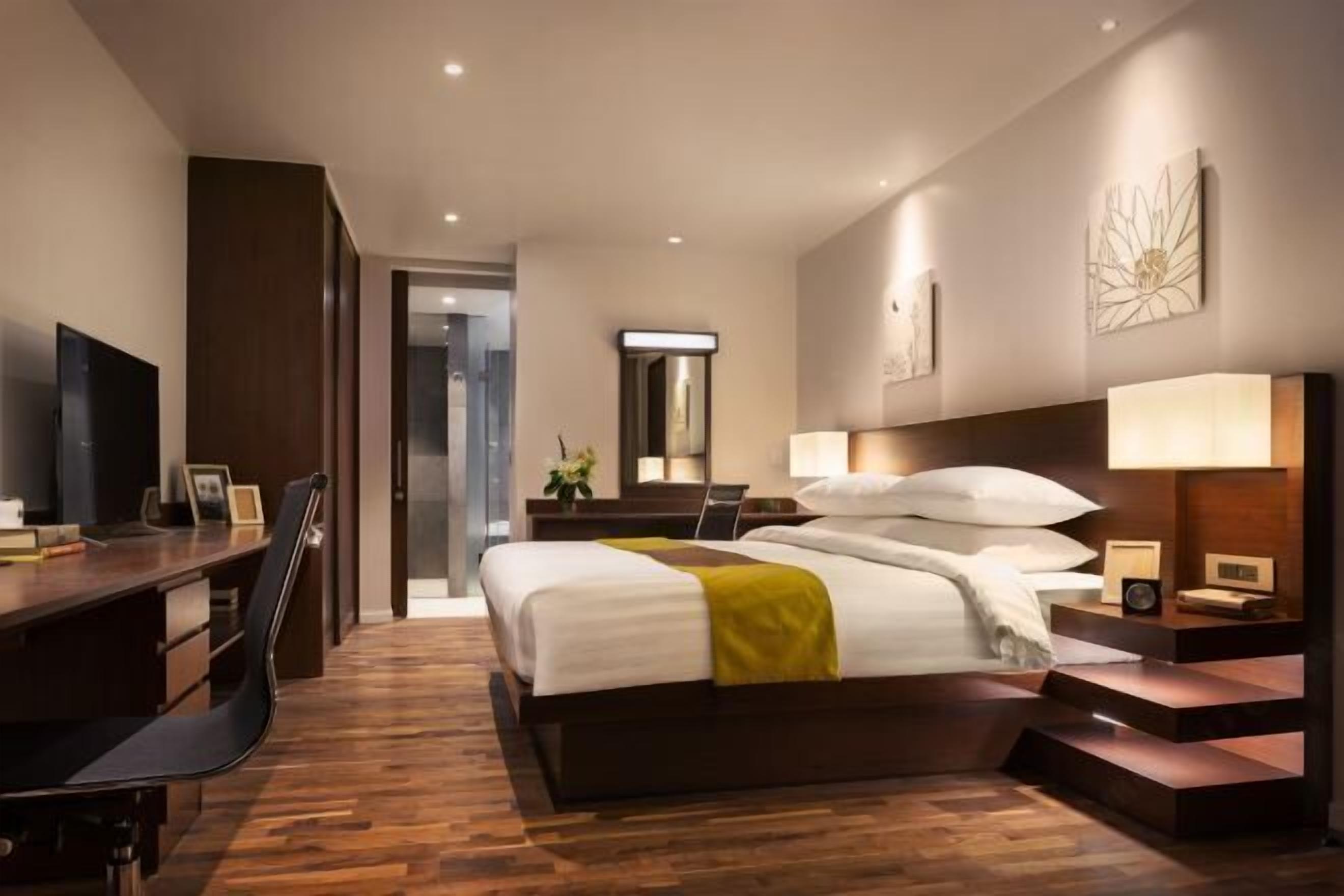 In-room safe, desk, laptop workspace, blackout curtains