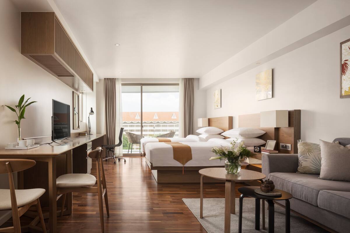 Standard Twin Room, 2 Single Beds | In-room safe, desk, laptop workspace, blackout curtains