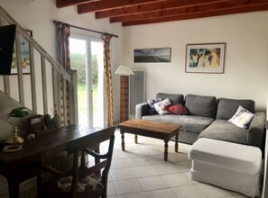 Fernseher, Kamin, DVD-Player, Bücher