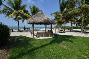 Chaises longues, serviettes de plage