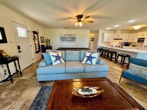 TV, DVD player, books, video library