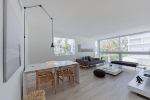 2 Bedrooms: One King, Two Twins | Living area | 32-inch flat-screen TV with cable channels, TV - Beach Haus Key Biscayne (Key Biscayne)