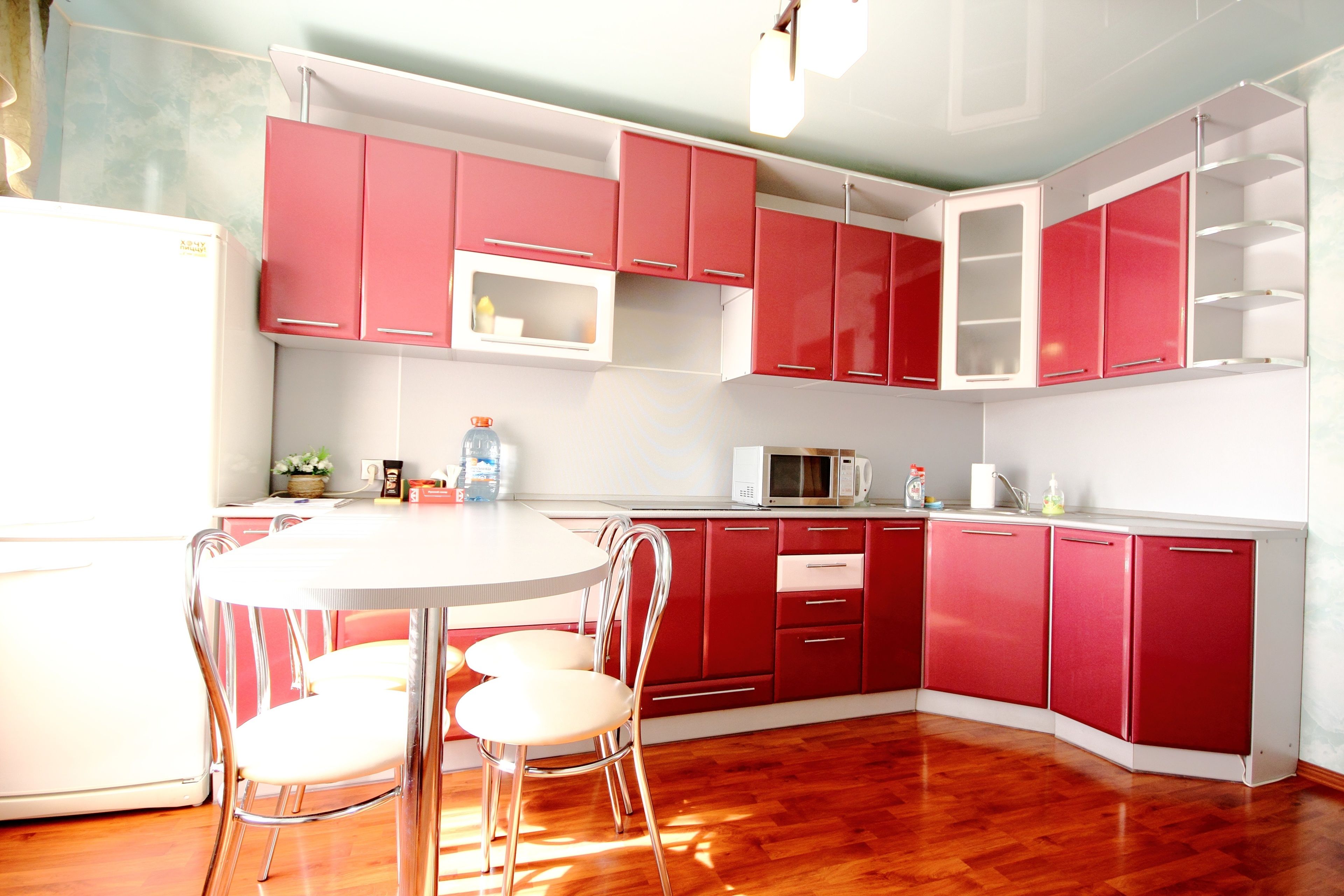 Apartment, Küche (on Lenina 44) | Eigene Küche | Großer Kühlschrank, Mikrowelle, Herdplatte