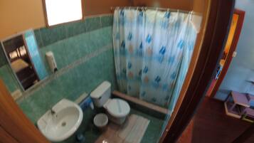 Shower, deep-soaking bathtub