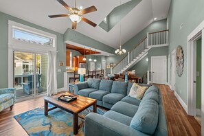 TV, fireplace, DVD player, table football - Shoes on the Beach at Beacon Villas 4 Bedroom Townhouse, Trolley Service to Beach Access (Corolla)