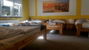 Blackout curtains, iron/ironing board, free cots/infant beds