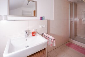 Dusche, Haartrockner, Handtücher
