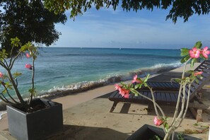 Plage, chaises longues, serviettes de plage