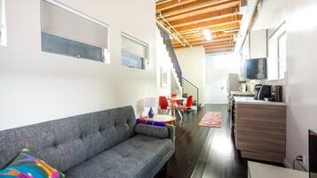 Smart TV, DVD player, books, music library