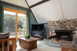 TV, fireplace