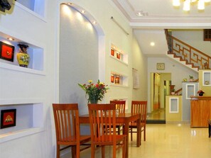 Breakfast served, local cuisine