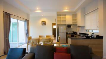 3-Bedroom Villa with Private Pool | Living area | 29-inch flat-screen TV with cable channels, TV