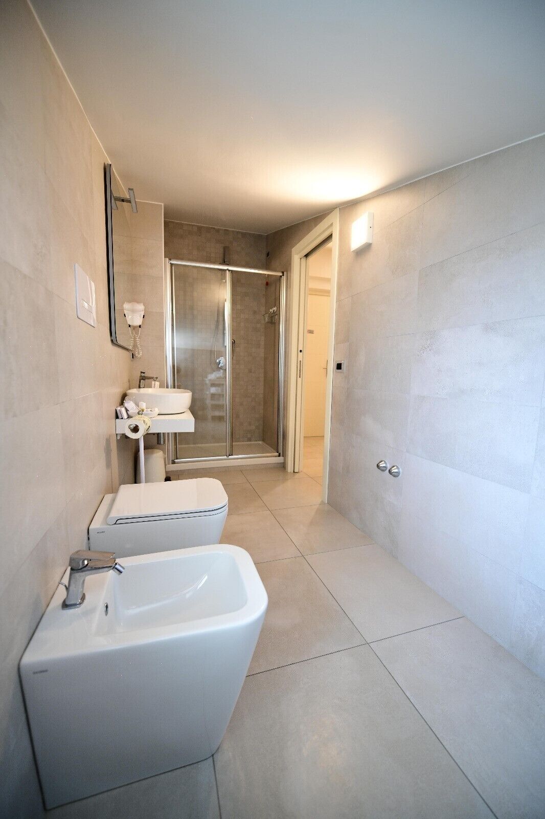 shower, free toiletries, hair dryer, bidet