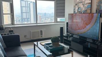 45-inch flat-screen TV with cable channels, LED TV