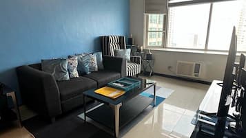 45-inch flat-screen TV with cable channels, LED TV