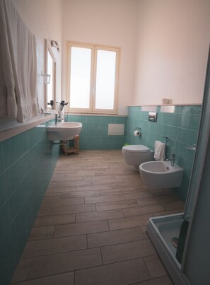 Shower, rainfall showerhead, hair dryer, bidet - Villa Alberta Hotel (Pula)