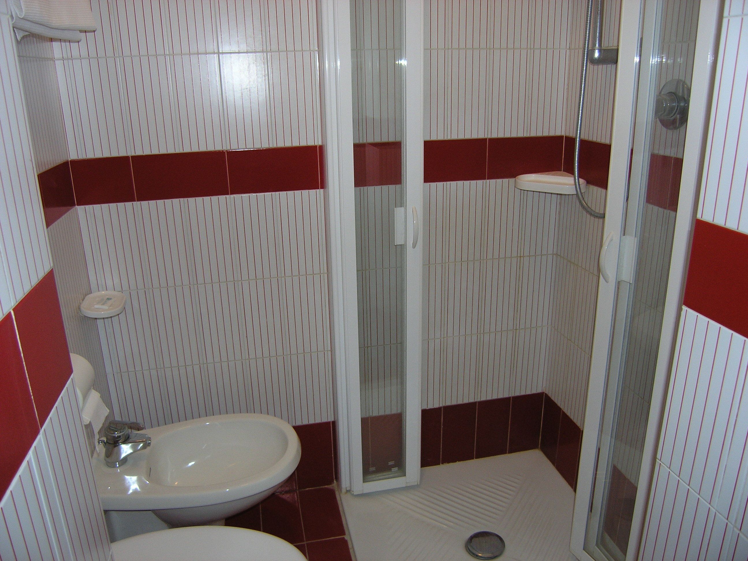 A bathroom with a toilet, bidet, and a shower stall.