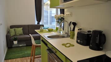 Deluxe Studio | Private kitchenette | Fridge, microwave, oven, stovetop