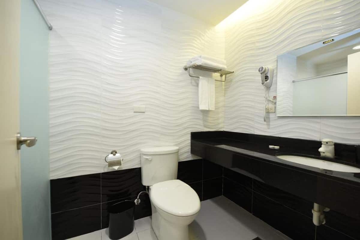 shower, rainfall showerhead, free toiletries, hair dryer