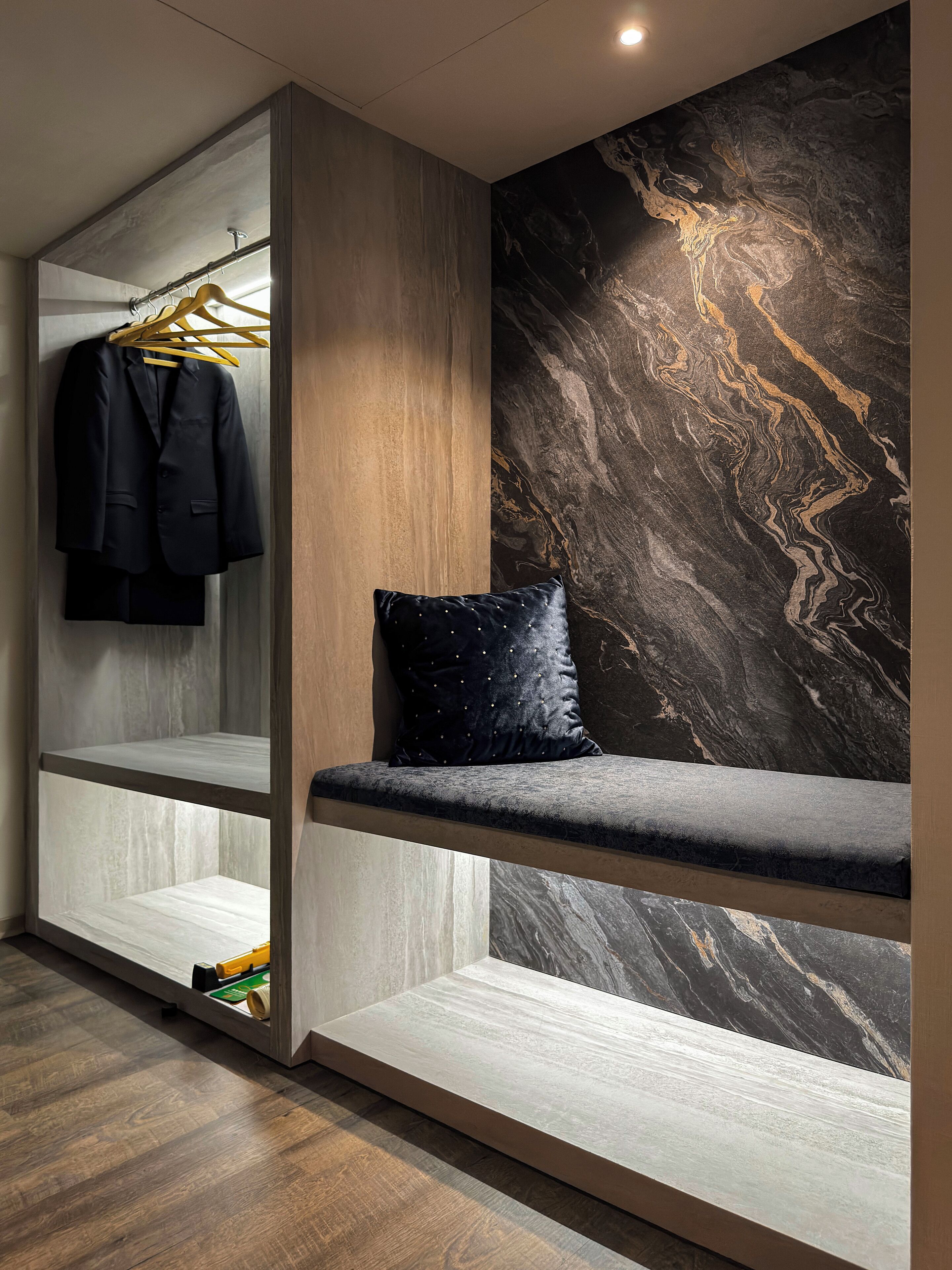 Down comforters, desk, laptop workspace, blackout drapes