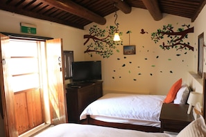 Desk, free WiFi, bed sheets