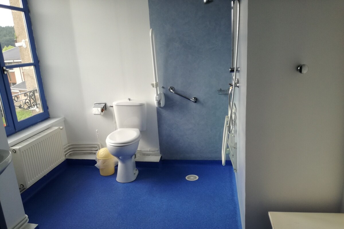 Tweepersoonskamer, toegankelijk voor mindervaliden, uitzicht op tuin | Badkamer | Gratis toiletartikelen, een haardroger, handdoeken
