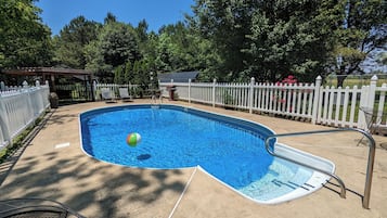 Seasonal outdoor pool, open 8 AM to 10 PM, pool umbrellas, sun loungers