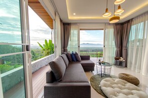 Panoramic view 1 Bedroom | Living area | 32-inch flat-screen TV with digital channels, TV - Ao Luek Panoramic Pool Villa (Ao Luek)