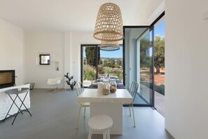 Comfort Villa, 6 Bedrooms | Living room | TV, fireplace - Casale con Cipresso (Ostuni)