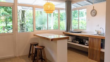 Family Bungalow | Private kitchen | Microwave, coffee/tea maker