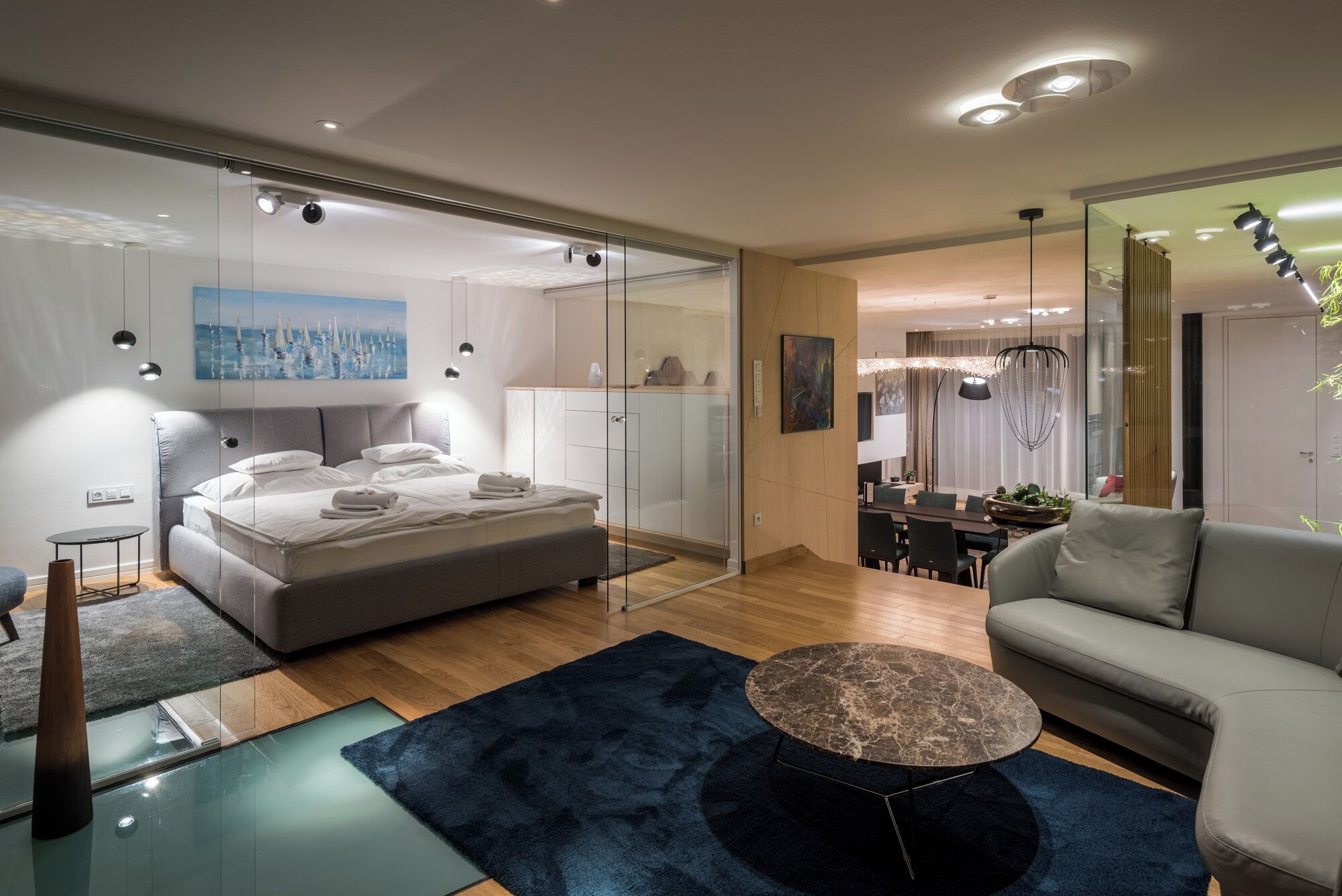 Deluxe Apartment, 3 Bedrooms | Living area | Flat-screen TV, fireplace