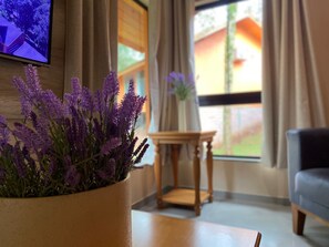 Luxury Cabin | Premium bedding, minibar, individually decorated, iron/ironing board