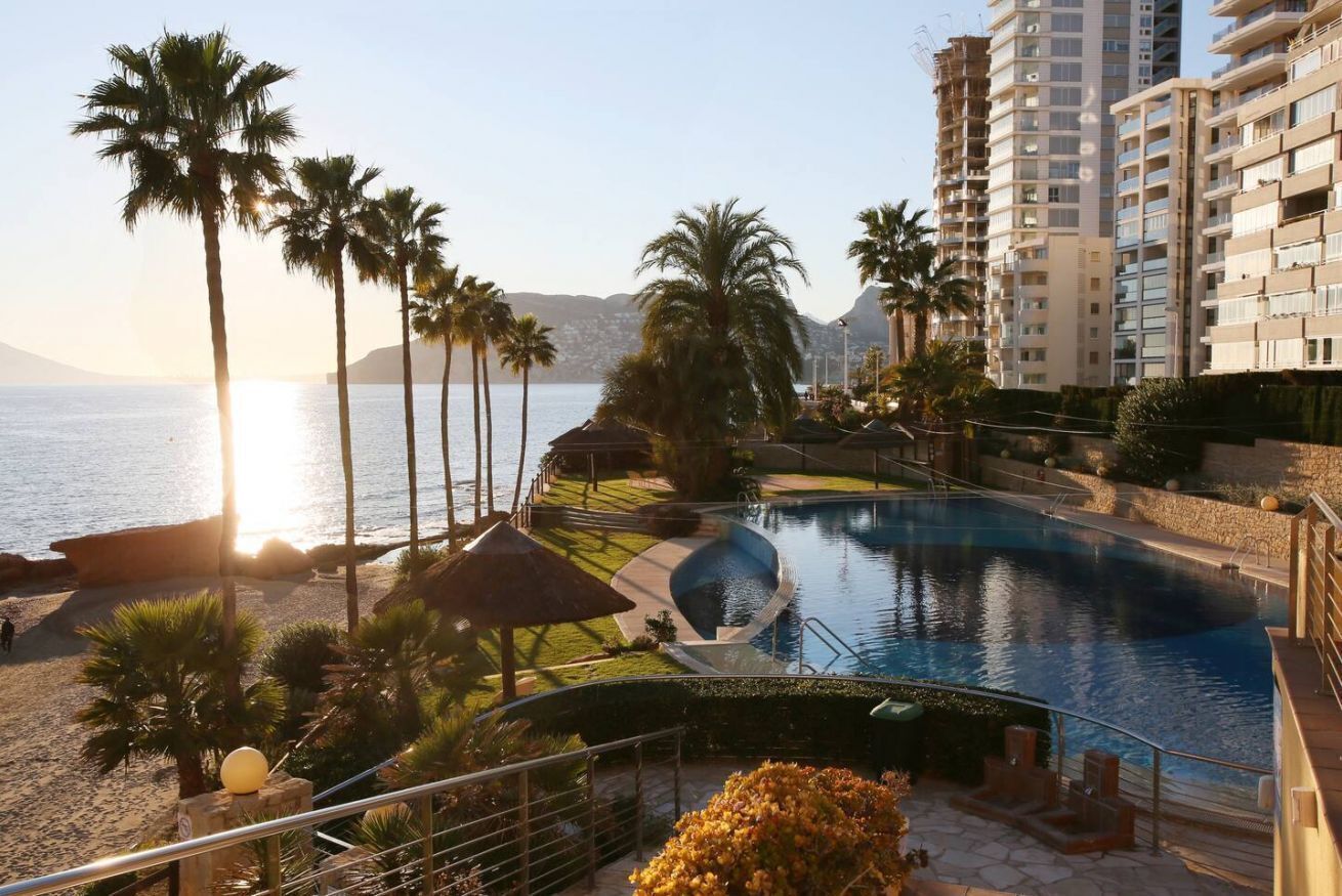 Alberca climatizada y camastros 