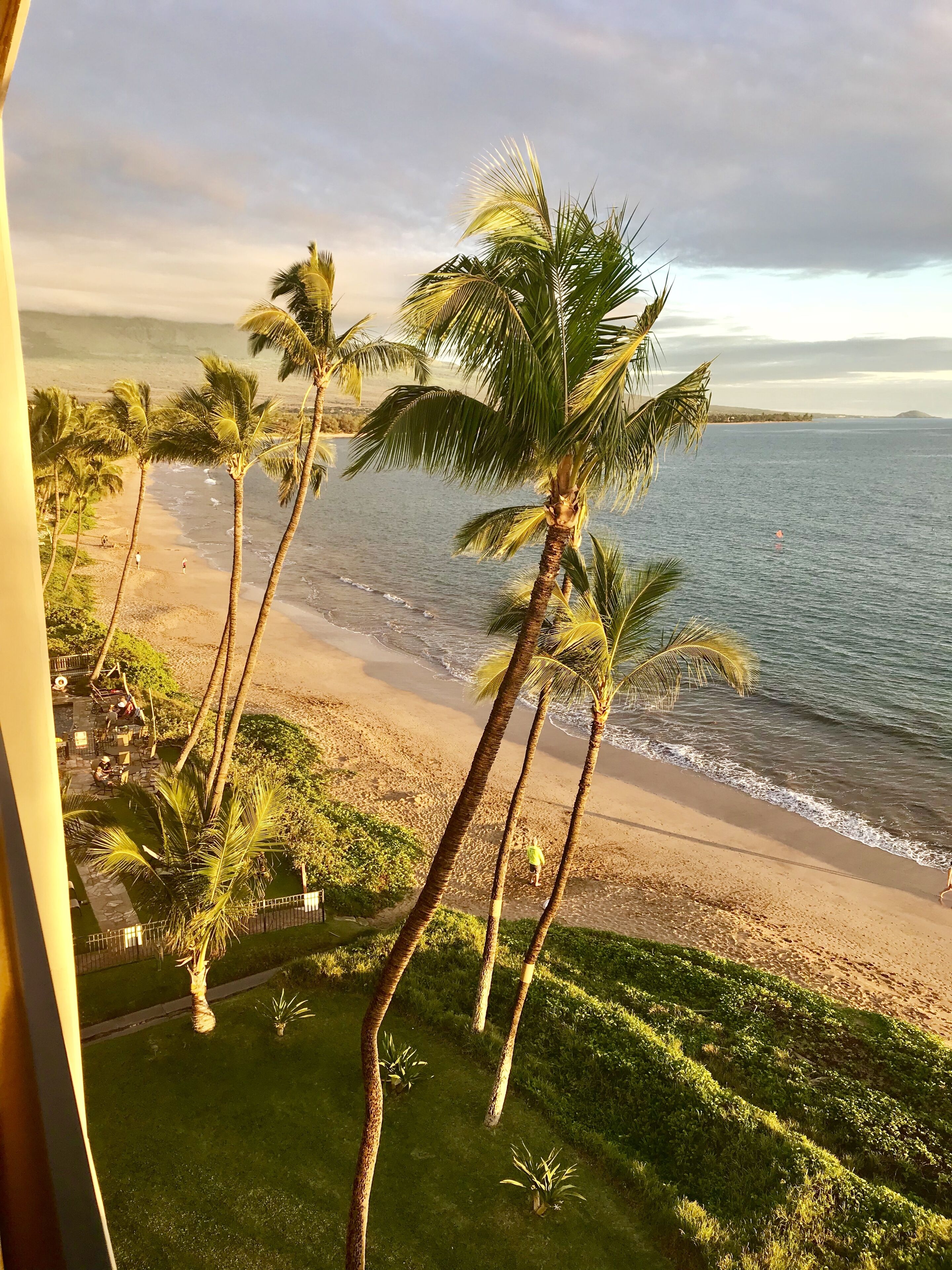 On the beach, sun loungers, beach towels