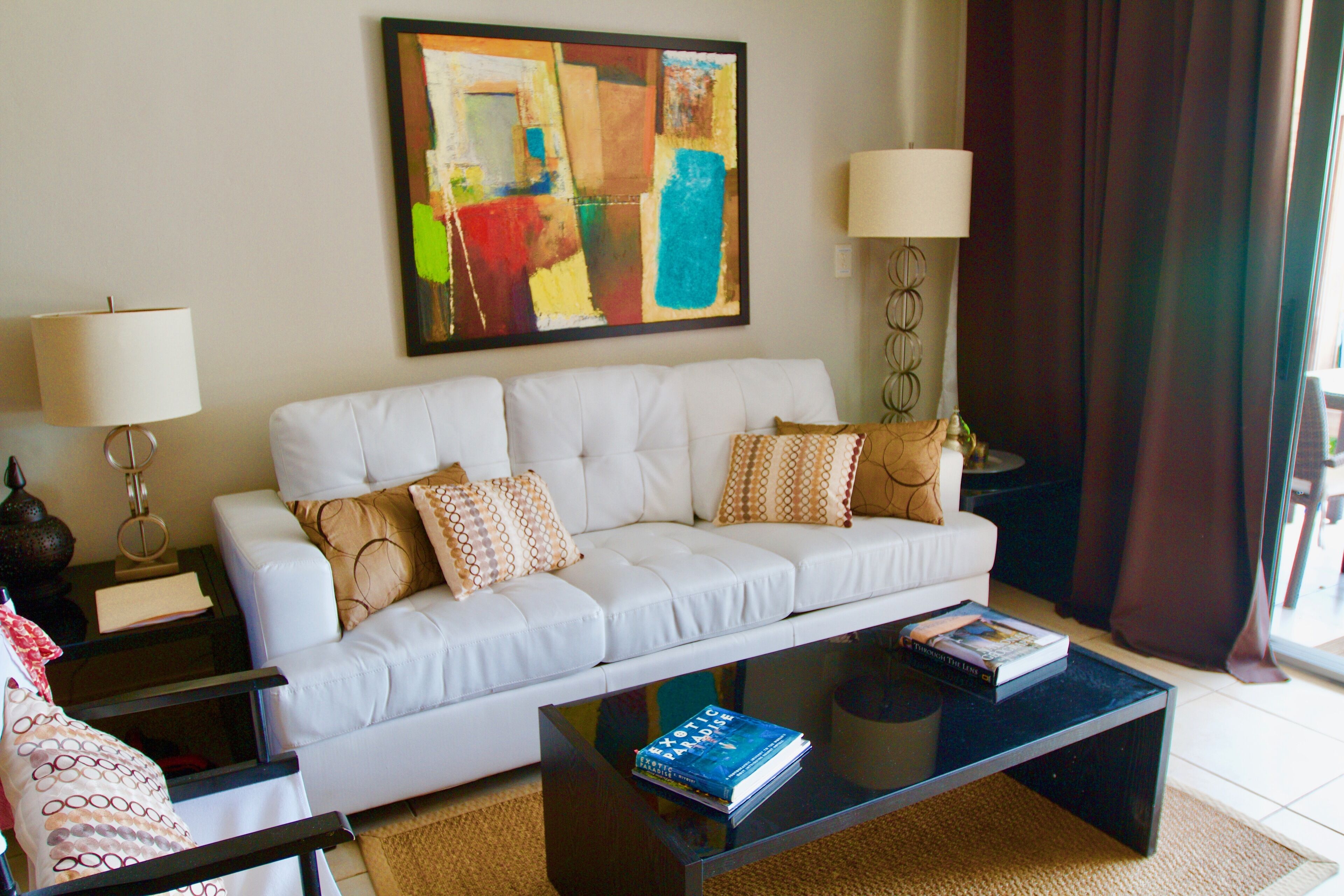 Smart TV, DVD player, books, video library