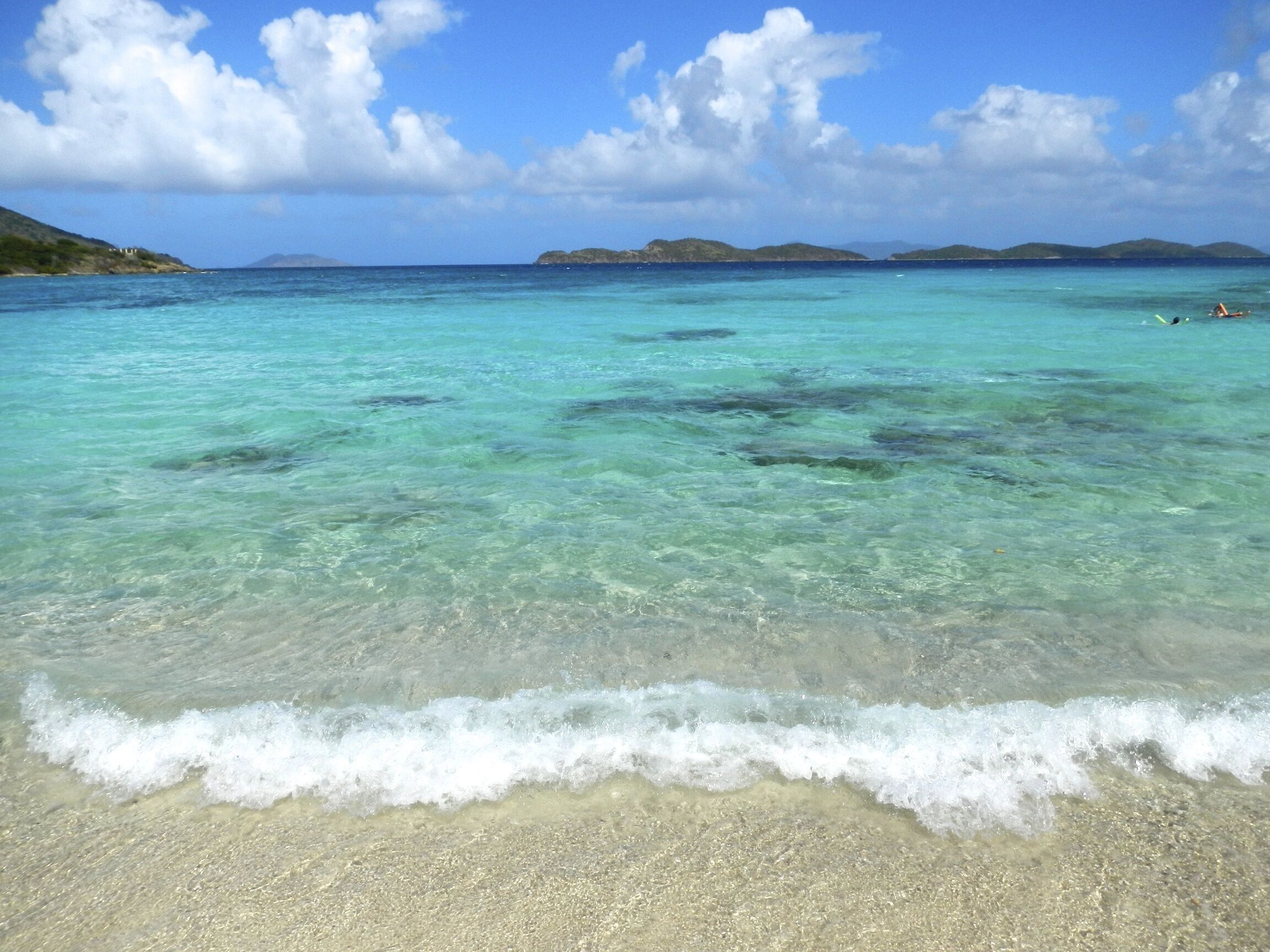 On the beach, sun loungers, beach towels