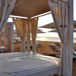 Private beach, beach umbrellas, beach towels, scuba diving