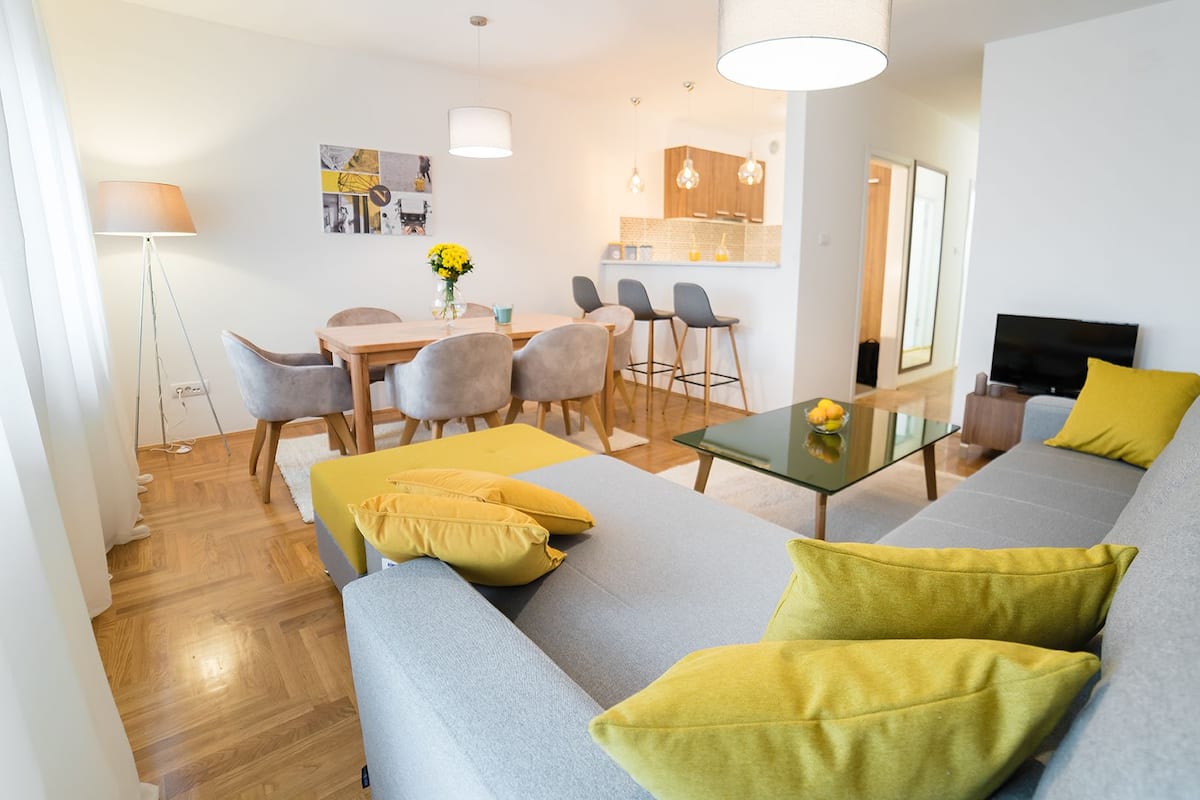 Superior Apartment, 2 Bedrooms | Living area | 43-inch flat-screen TV with cable channels, TV