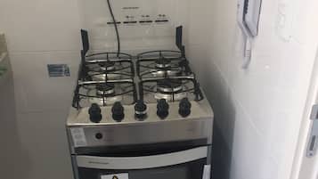 Family Double Room Single Use, 2 Bedrooms, City View | Private kitchen | Full-size fridge, microwave, oven, stovetop
