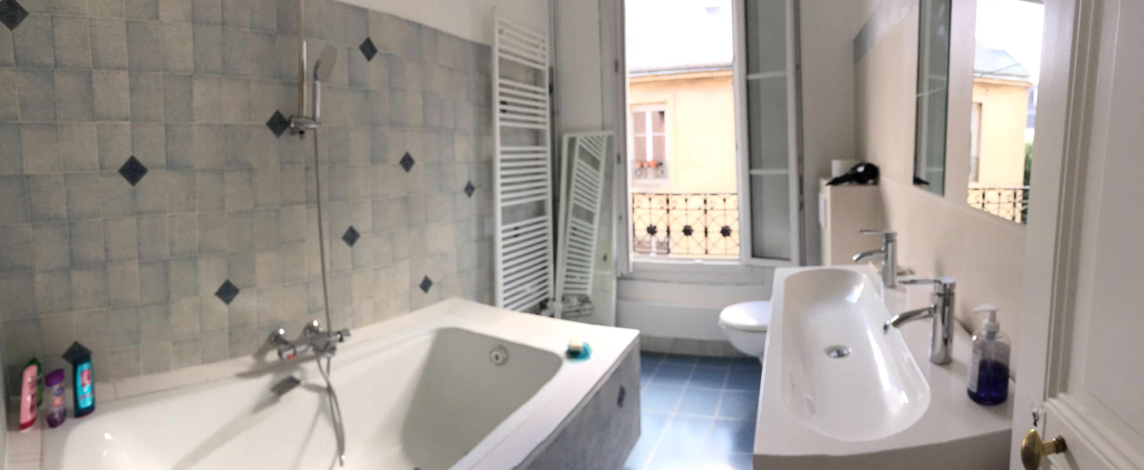 Ensemble douche/baignoire, sèche-cheveux, serviettes fournies, savon