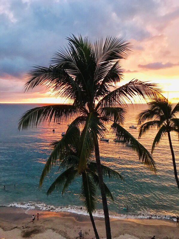 On the beach, beach towels