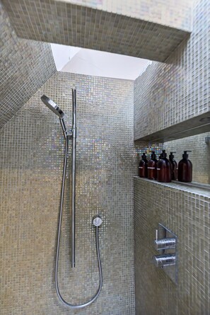 Ensemble douche/baignoire, sèche-cheveux, serviettes fournies