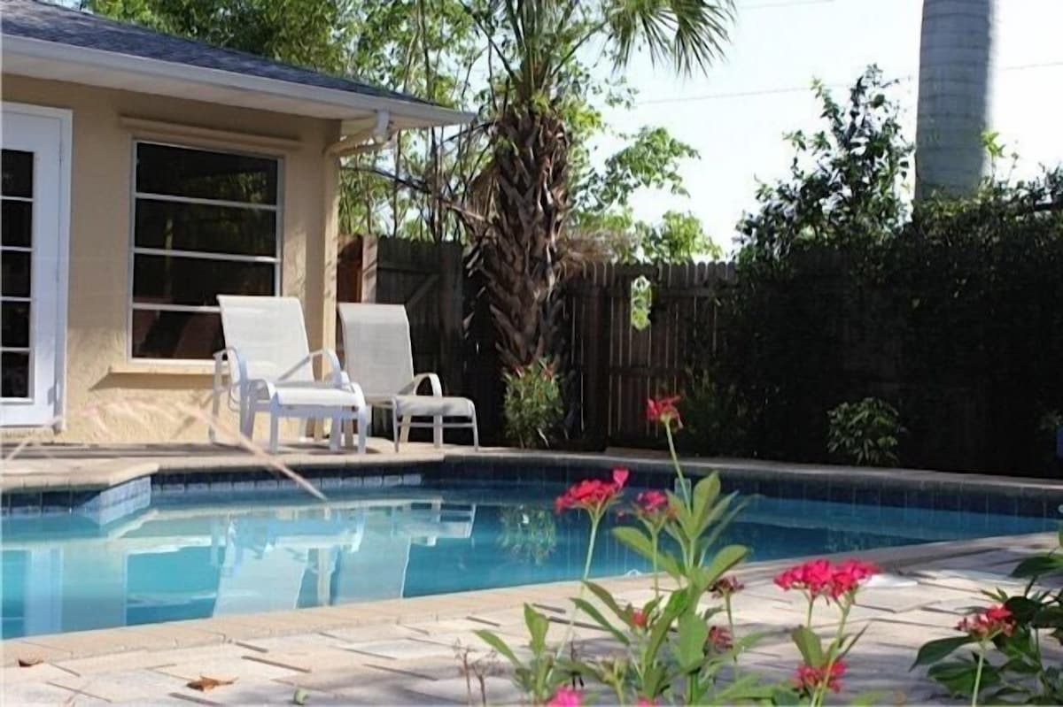 Photo 18 of Private, fenced-in pool, Morning Coffee on the porch and easy mile to the beach.